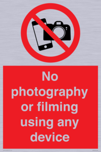 No photography or filming using any device
